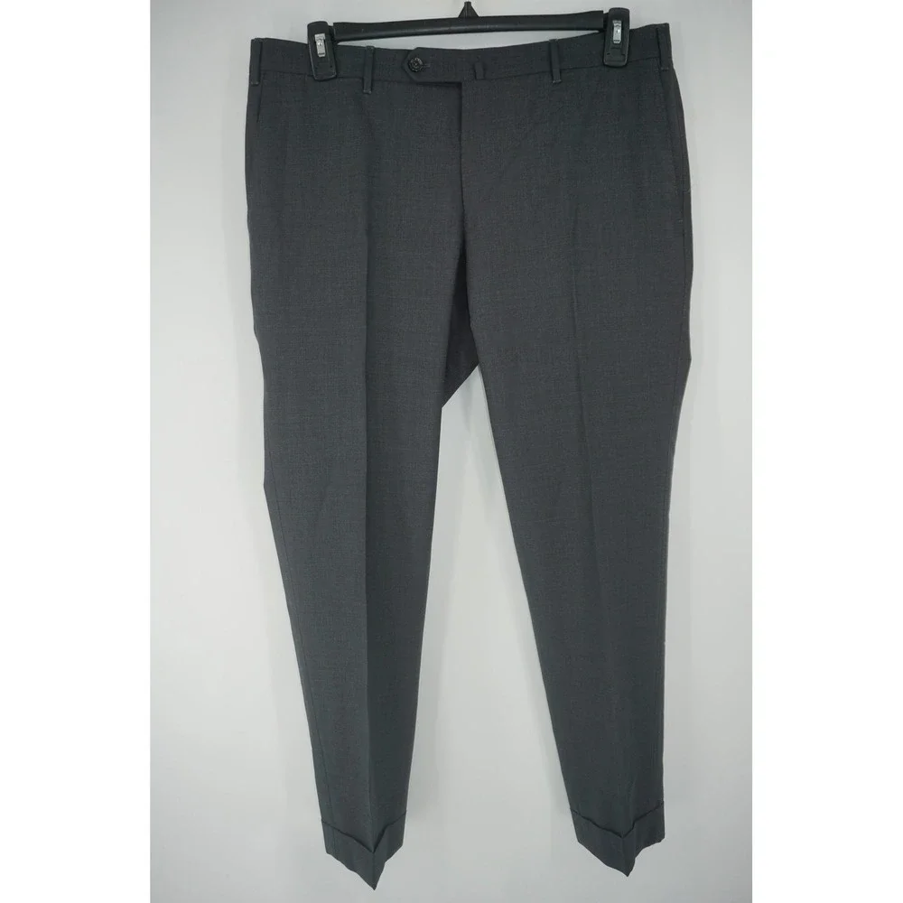 PT Torino Dress Pants Gray Super 160s Wool Slim Fit Cuffed Men's 52 36x29